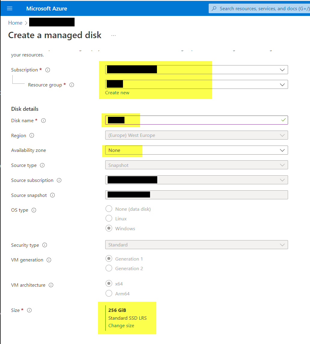 Create Disk