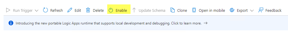 Enable Logic App