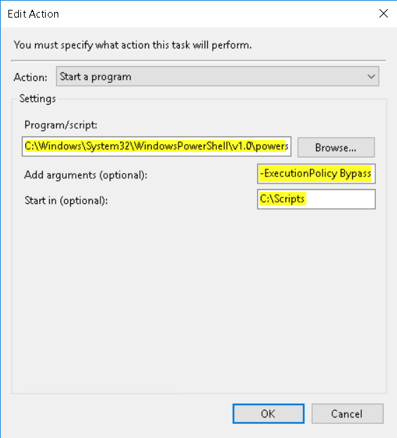 Scheduled Task Action